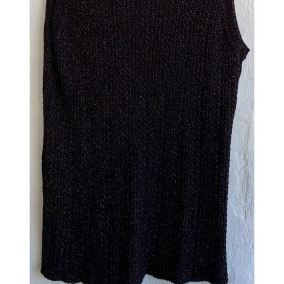 COPY - Chico's Ribbed Tank Top Size 3/XL Black Gold Metallic V-Neck Sweater - Picture 8 of 8